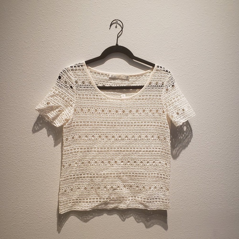 NWT Madewell hi-line white crochet top